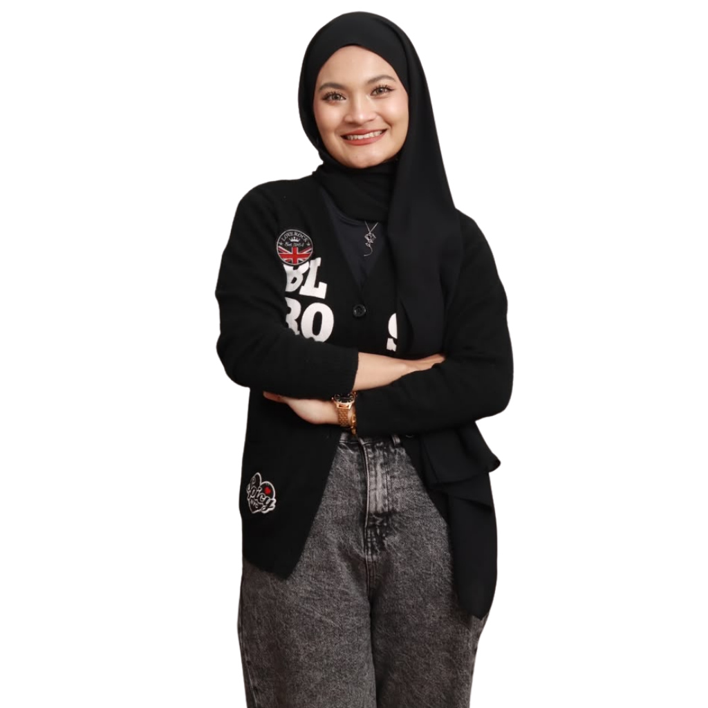 Smiling Malaysian Girl Pointing to Cookie Pouch